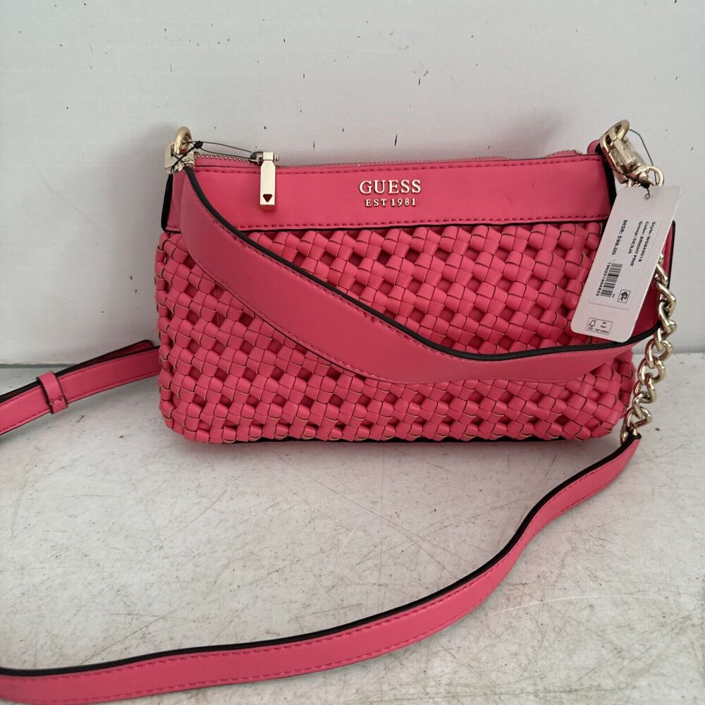 Guess Women's Sicilia Handbag Shoulder Purse Top Zip Bag Pink
